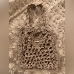 Chic Tan Crochet Tote Bag